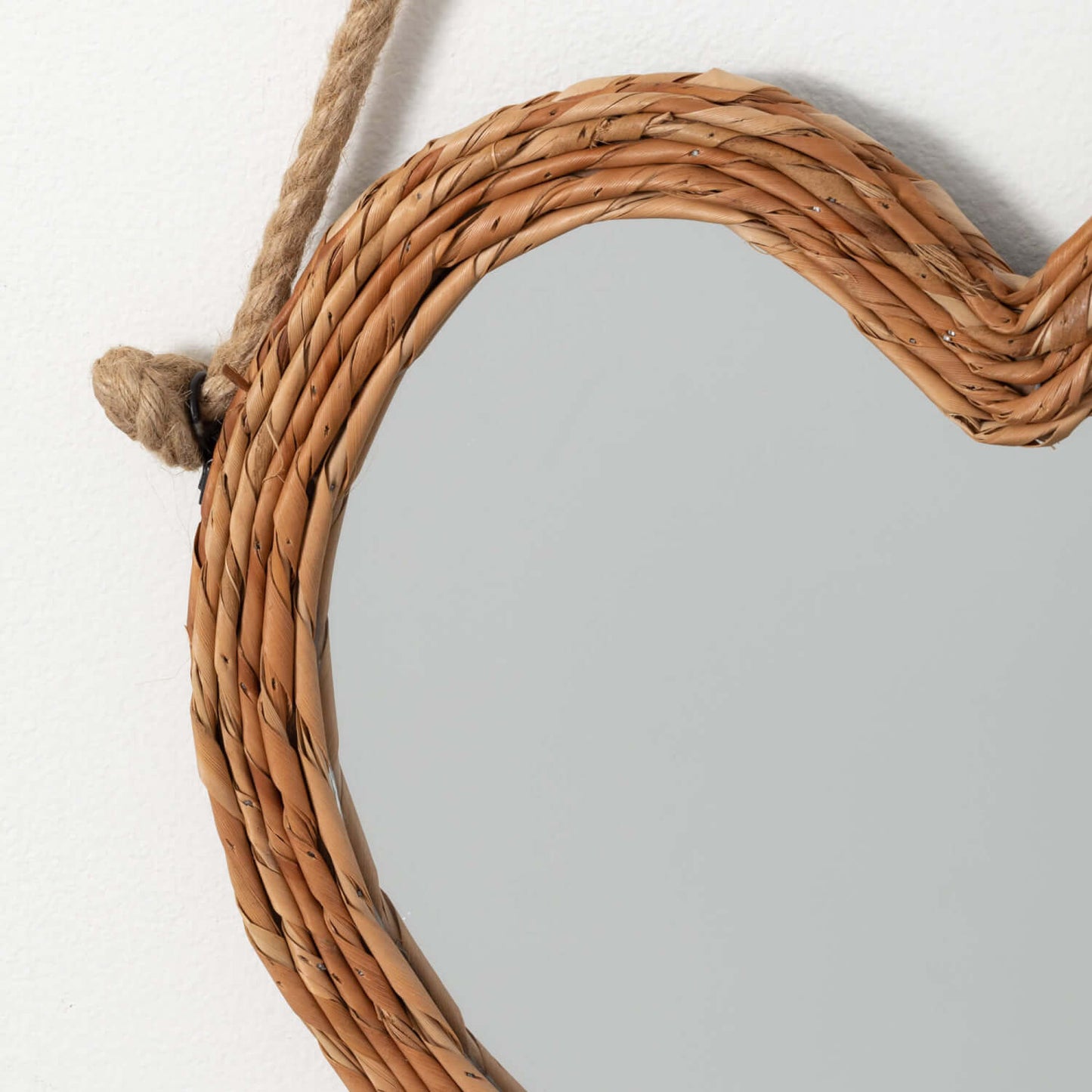 Rattan Woven Decorative Heart Shaped Wall Mirror