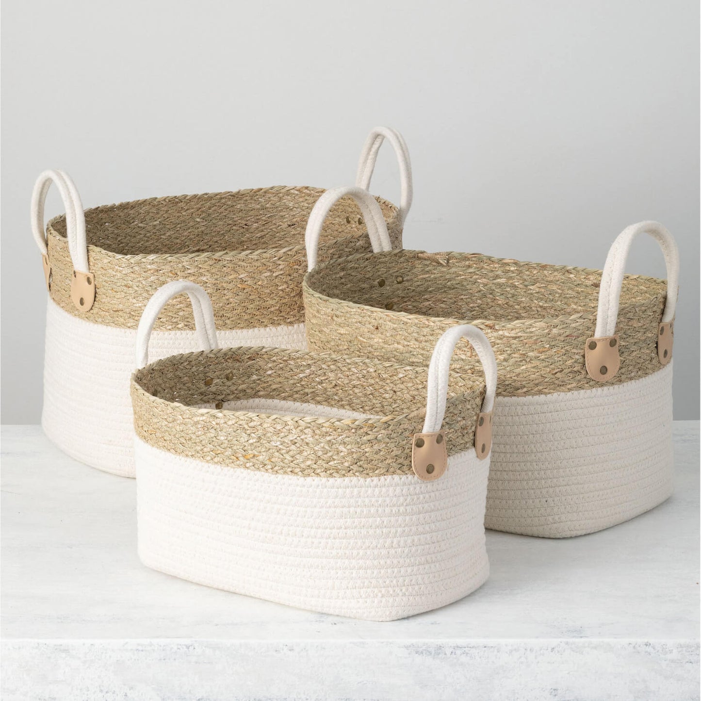 Woven Straw Basket Set of 3