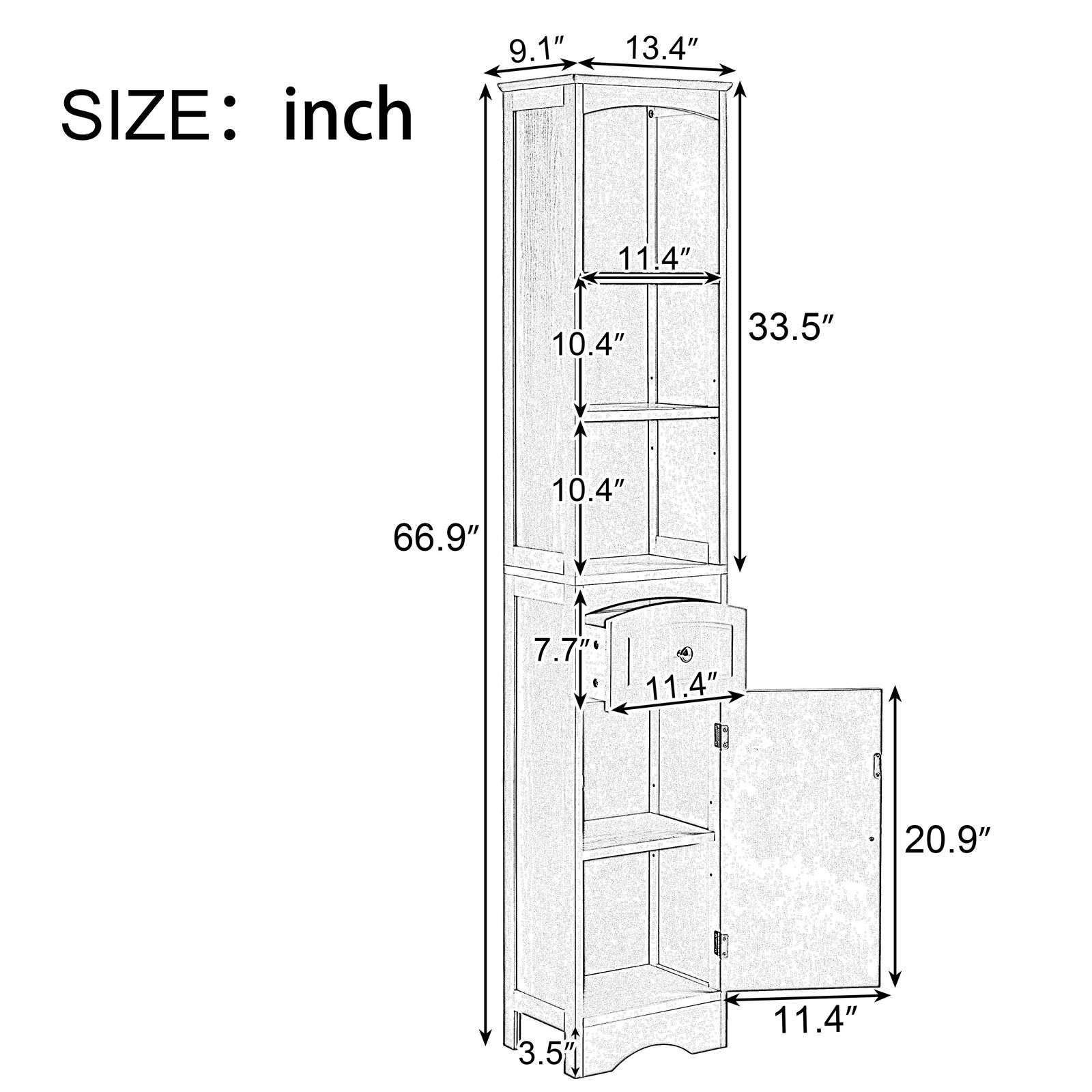 Freestanding Tall Bathroom Storage Cabinet with Shelf and Drawer-navacava.com