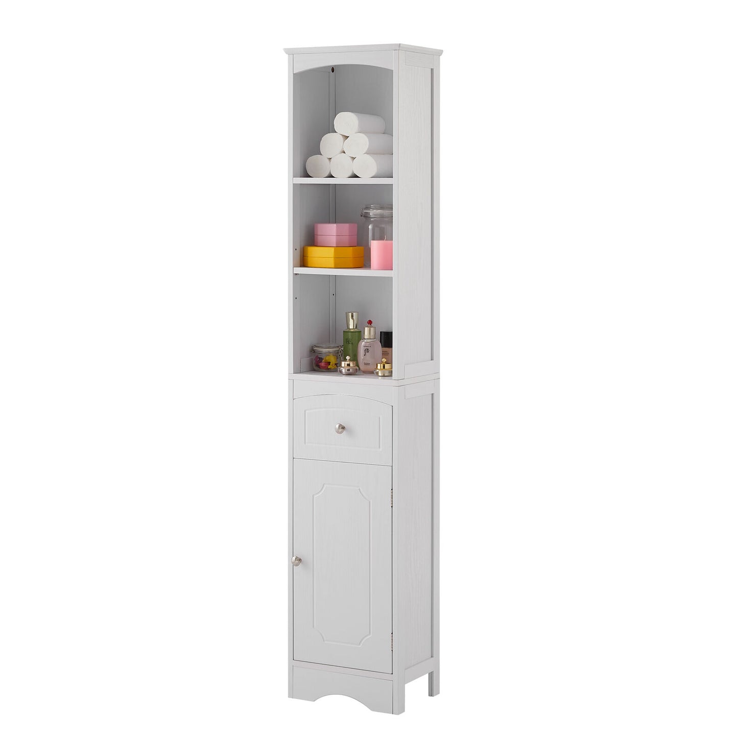 Freestanding Tall Bathroom Storage Cabinet with Shelf and Drawer-navacava.com