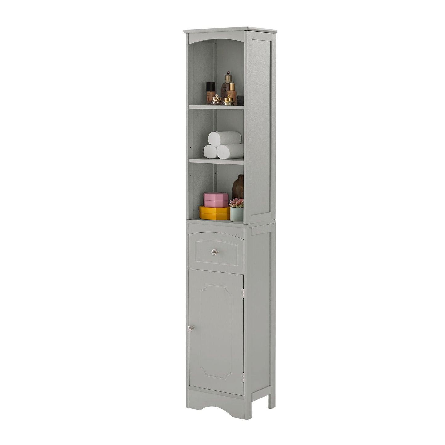 Freestanding Tall Bathroom Storage Cabinet with Shelf and Drawer-navacava.com