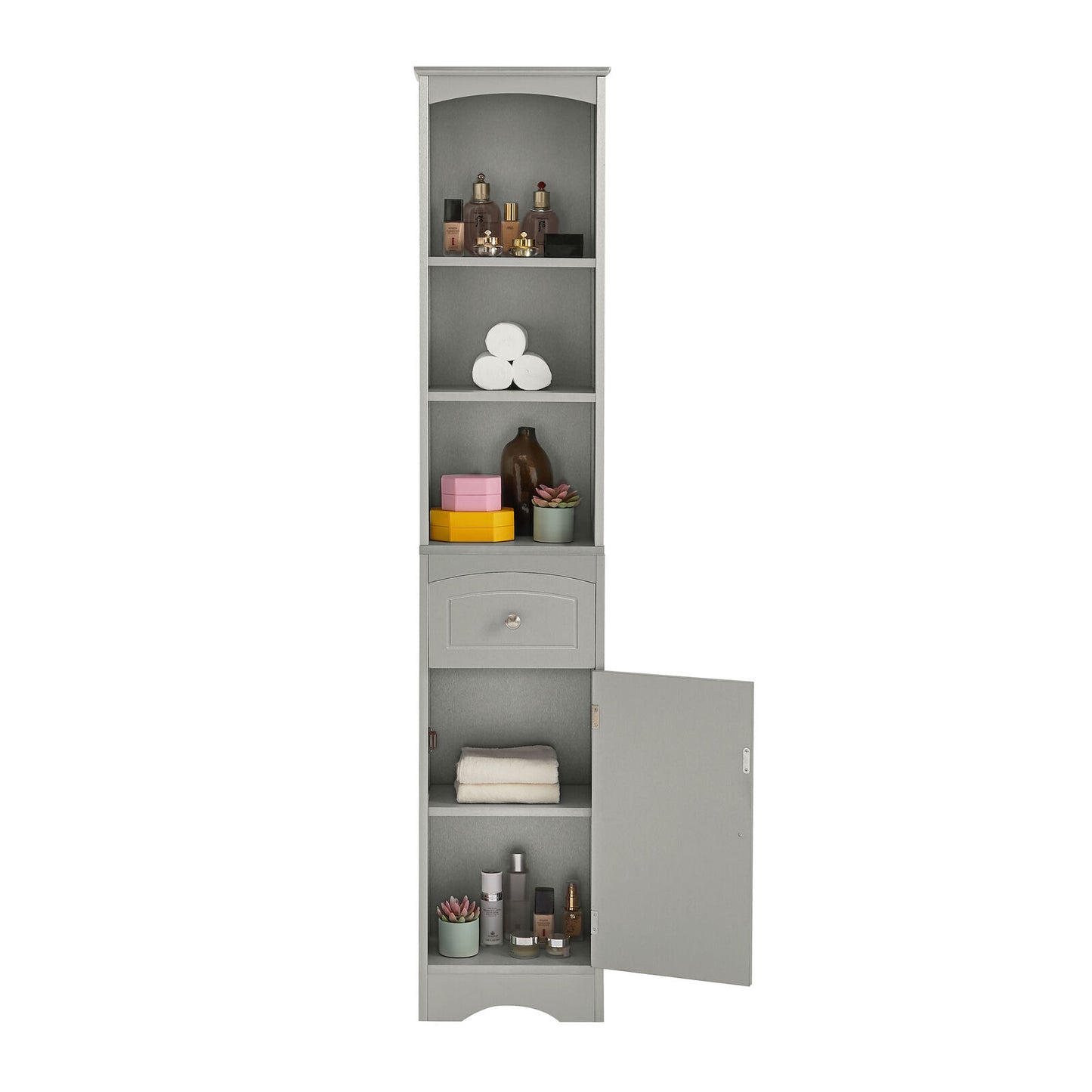 Freestanding Tall Bathroom Storage Cabinet with Shelf and Drawer-navacava.com