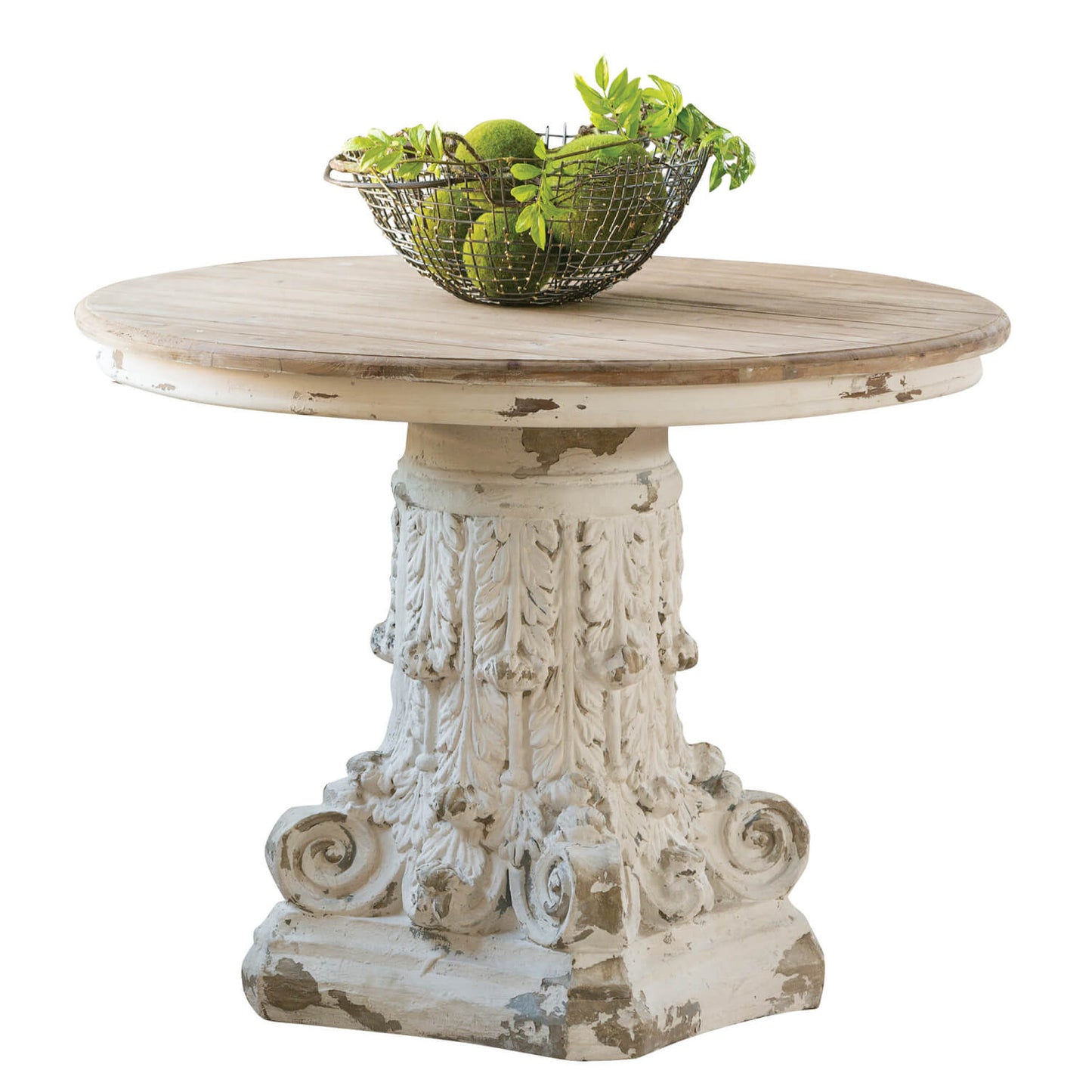 Sullivans Decorative Antique Round Farmhouse Pedestal Table