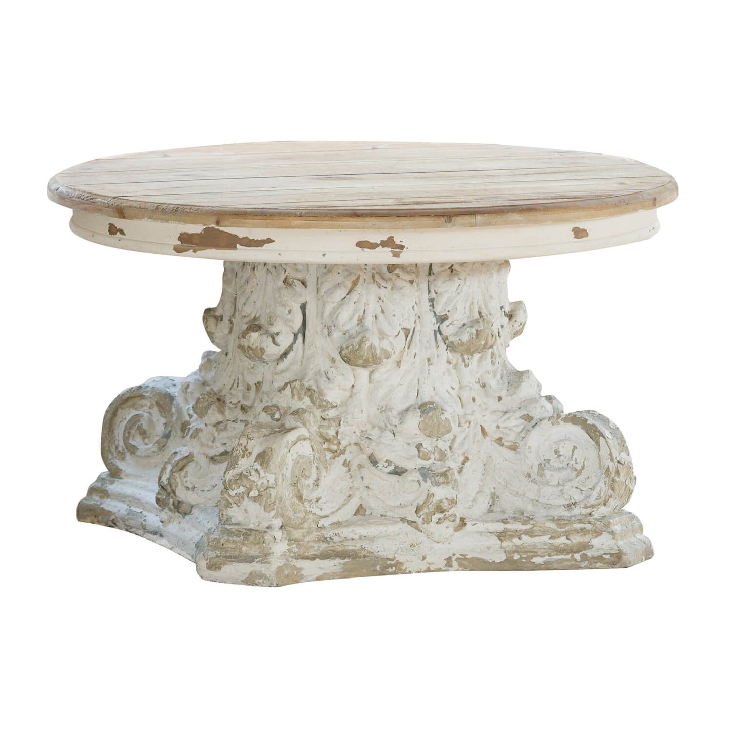 Sullivans Decorative Antique Round Farmhouse Pedestal Table